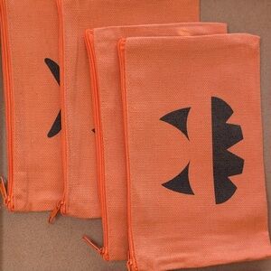 Halloween Orange Pouches with Black Faces